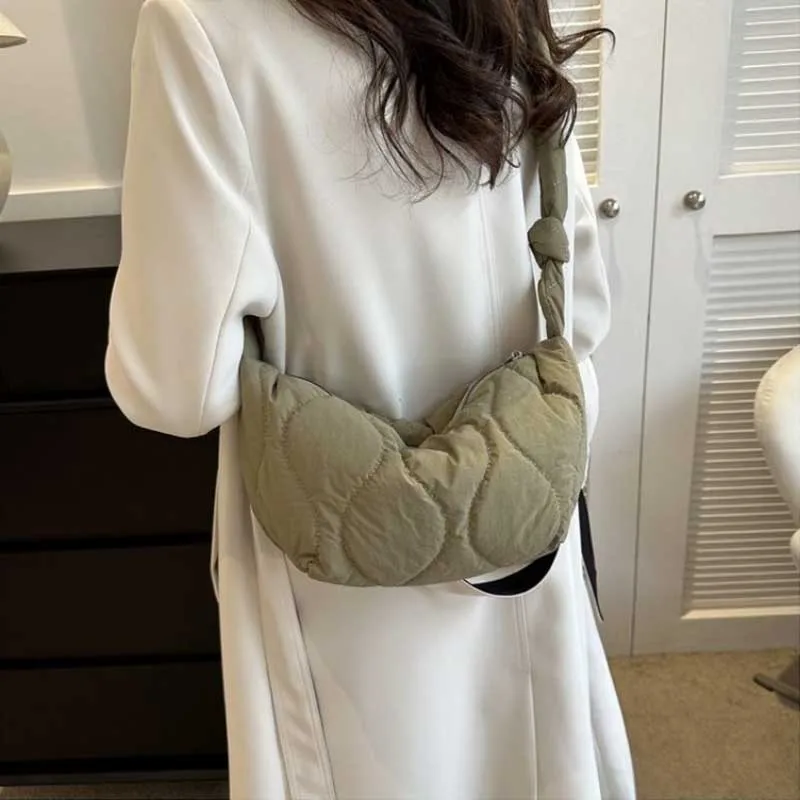 Puffer Shoulder Bag for Women Soft Down Cotton Padded Tote Handbag Purse Quilted Cross Body Bag Solid Color Bubbles Cloud Bag 4