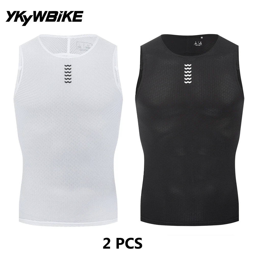 YKYWBIKE 2PC Cycling Base Layer Cycling Undershirt Men Quick Dry Road Bike Vest Sport Underwear Breathable Bicycle Base Layer