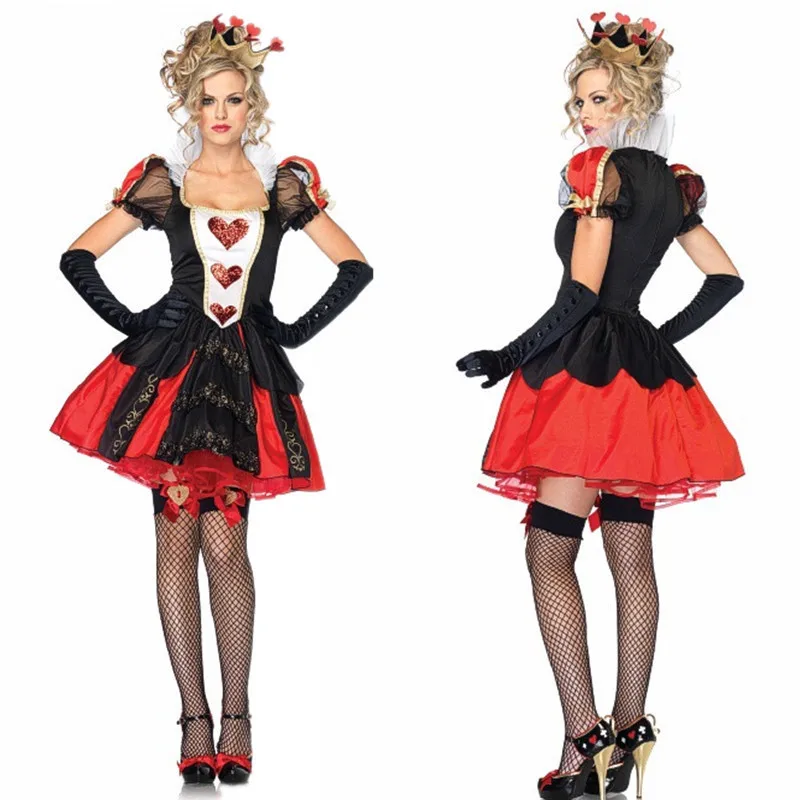 

Halloween Women Cosplay Dress Red Heart Peach Heart Queen Costume Alice Nightclub Stage Party disfraz mujer
