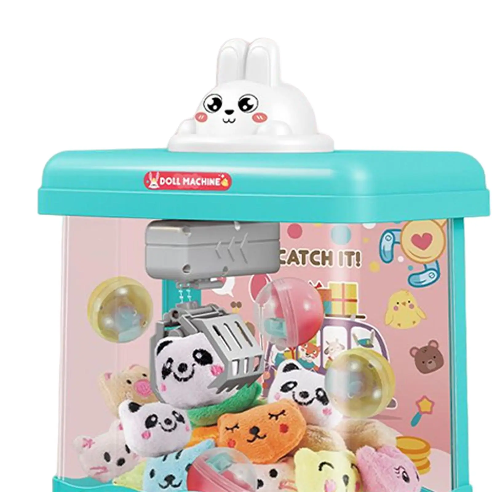 Small Claw Machine Toy Grabber Dispenser Arcade Game Miniature with Lights Sound DIY Catching Doll Machine for Birthday Gifts 5