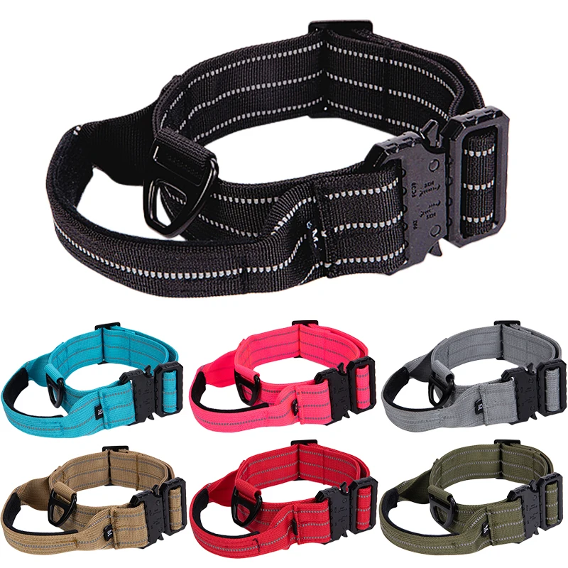 

Tactical Dog Collar Military Collar Duarable Adjustable Reflective Dog Walking Training Collars for Medium Large Dog Accessories