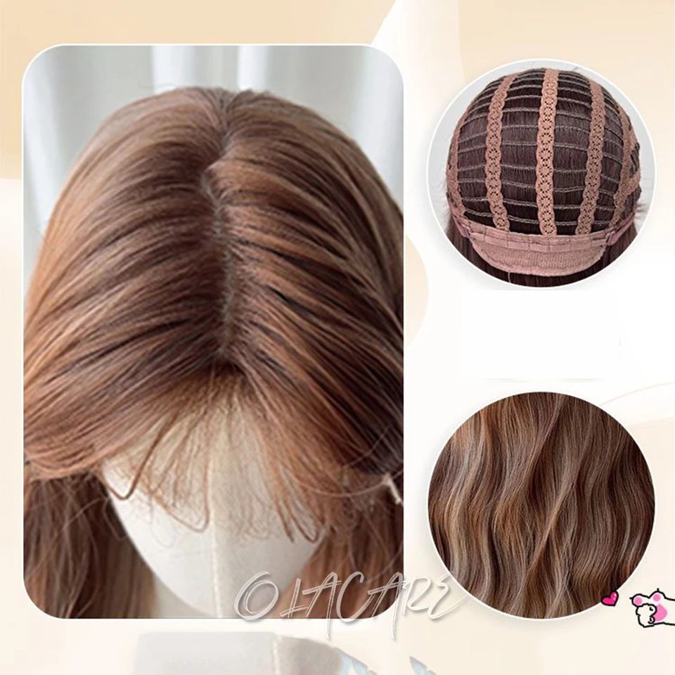 Synthetic Blonde Brown Wig with Bangs for Women