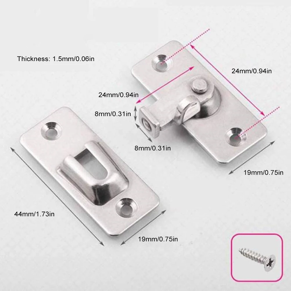 90 Degree Right Angle Door Latch Stainless Steel Door Locks Bolt for Barn Sliding Door Flip Door Buckles Household Ornaments