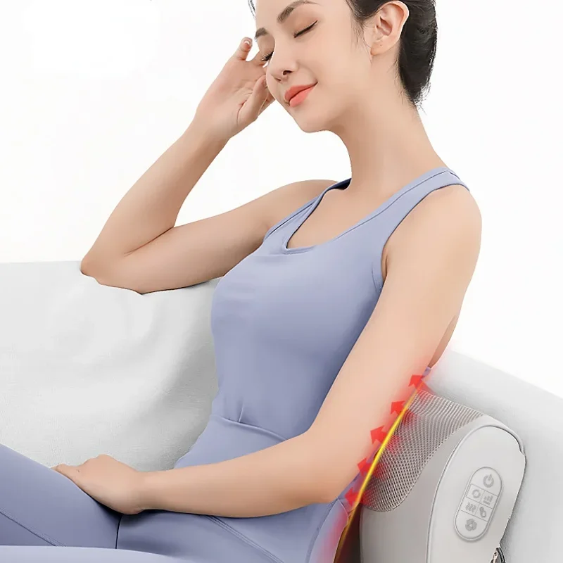 Electric Neck and Back 2 IN 1 Massage Pillow Lumbar Massager Waist Kneading Massage Cushion Shiatsu Head Shoulder Masajeador