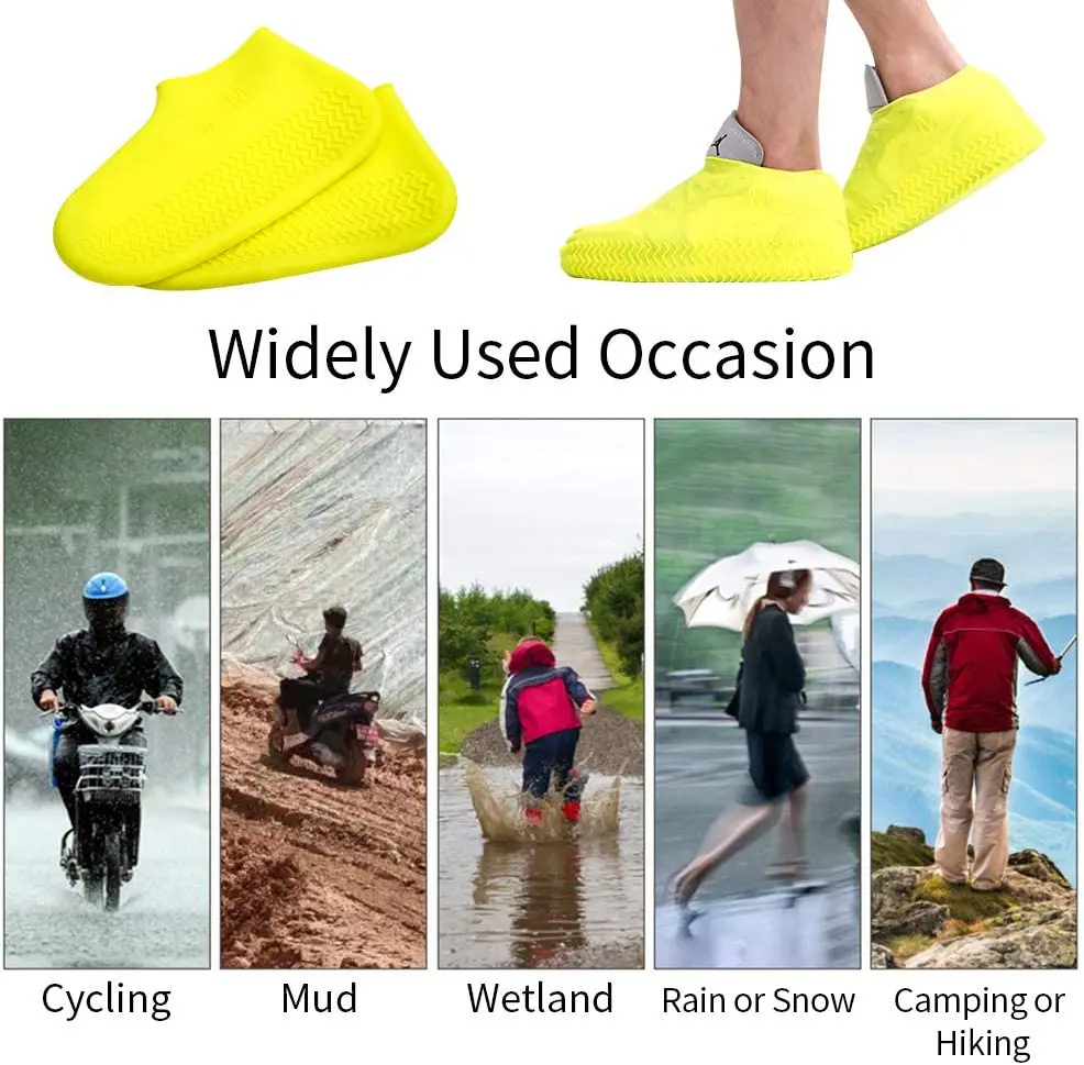Silicone WaterProof Shoe Covers S/M/L Covers Slip-resistant Rubber Rain Boot Overshoes Accessories for Outdoor Rainy Day 1 Pair 6