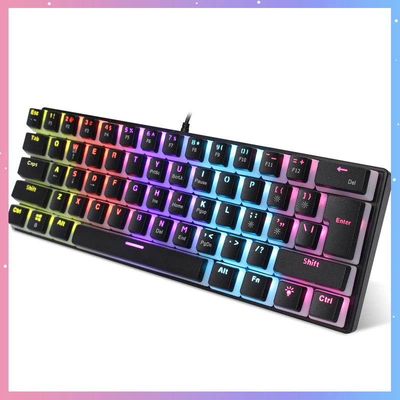 

Игровая механическая клавиатура, 61 клавиша, 12 клавиш, Rgb подсветка, проводная эргономичная клавиатура с высокими и низкими клавишами, компьютерные подарки