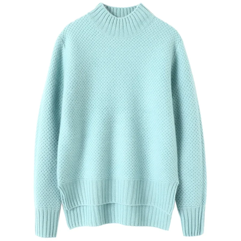 

Mock Neck Pullover 100% Cashmere Winter Warm Sweater Women New Designer Latest Fashion for Women Clothes