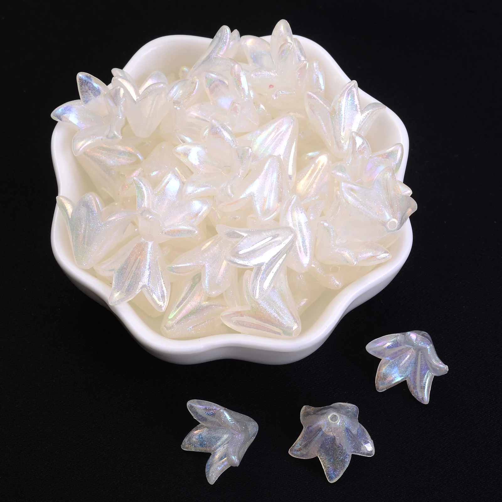 50 teile/los Acryl Blume Transparent ABS Bunte Perlen Spacer Perlen Für Schmuck Machen DIY Armband Halskette Zubehör – Detail 7