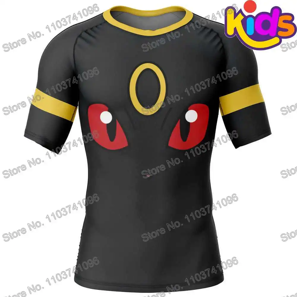 Kids Red Eyes Surf Clothing BJJ MMA Boys Rash Guard short sleeve diving T-Shirt tight swimwear summer beach floatsuit girls tops