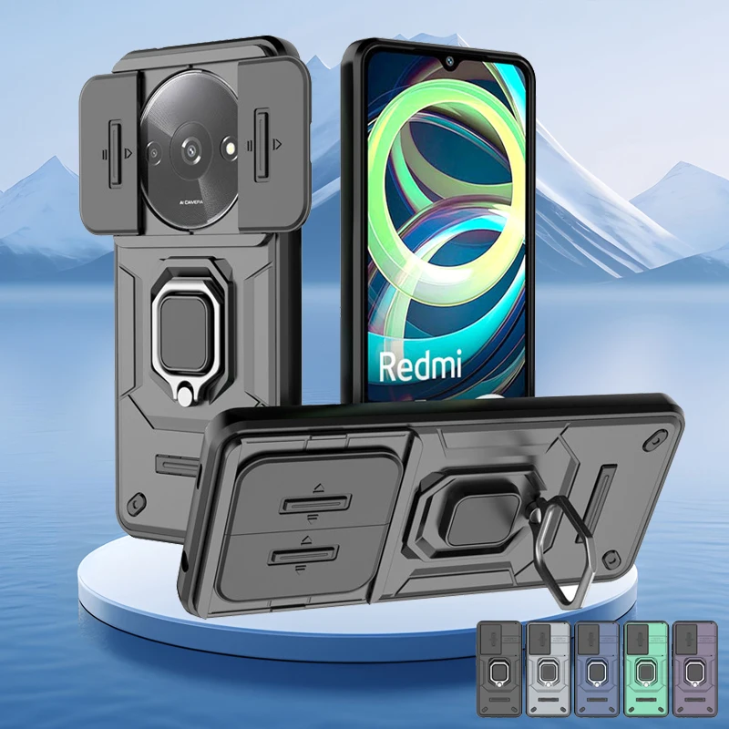Per Xiaomi Redmi A3 Custodia Slide Camera Phone Case Xiaomi Redmi A3 Cover Armor Pc Cover Antiurto In Metallo Per Xiaomi Redmi A3