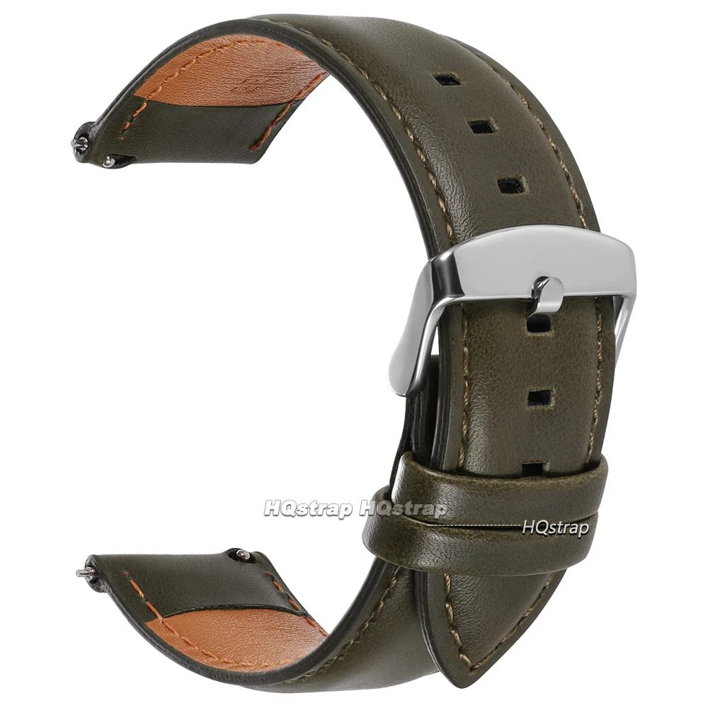 Elegant Vintage Brown Leather Watchband - Premium Cowhide Strap with Quick Release