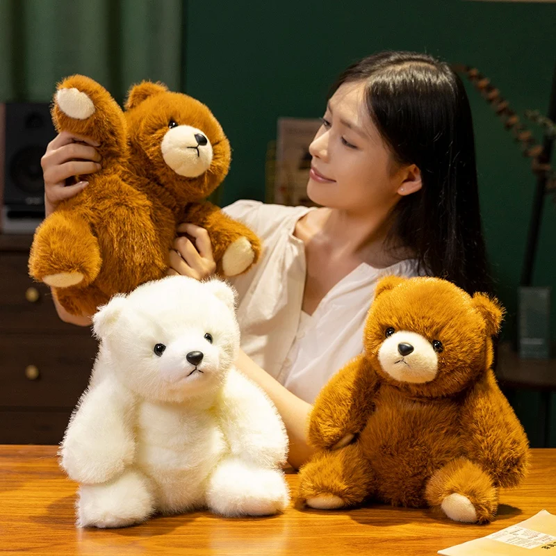 Kawaii Brown Bear Plush Toys Soft Stuffed Animal Pillow Polar Bear Comfort Doll for Back to School Anime Birthday Gifts