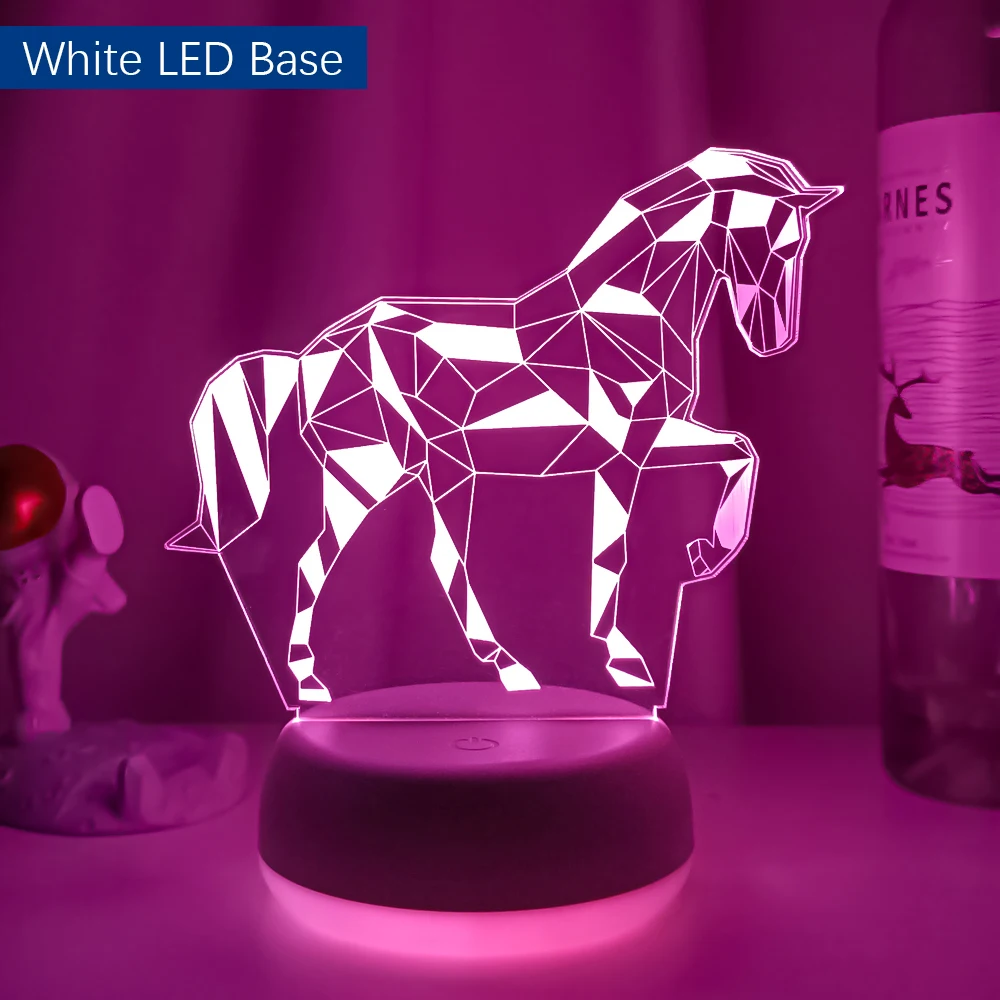 Lampe led 3D cheval, cadeau, chevet, veilleuse, déco, personnalisable