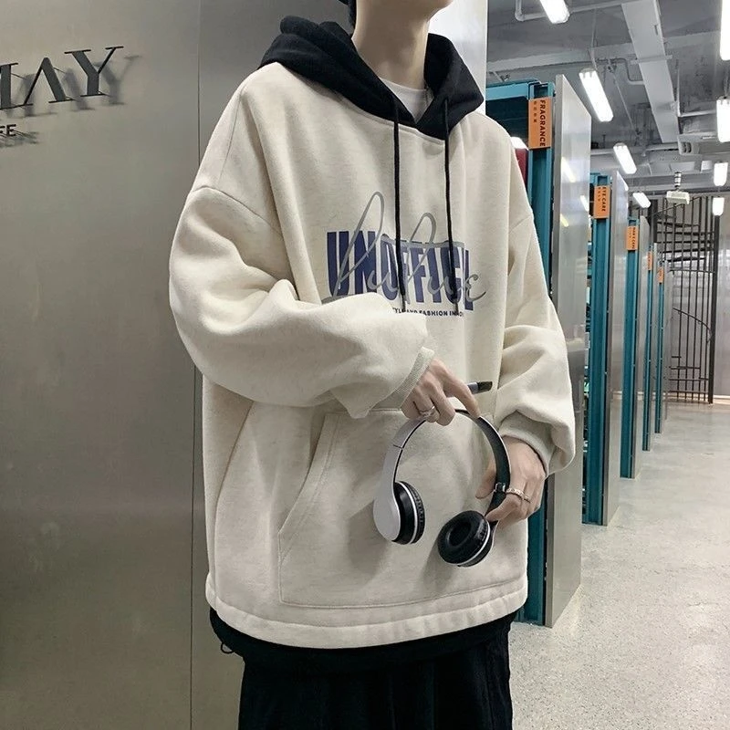 Sudaderas gruesas con capucha de dos piezas para y mujer, chaqueta con capucha de coreano, sudaderas con letras de moda hip hop unisex, Otoño e Invierno|Sudaderas con capucha y sudaderas| -