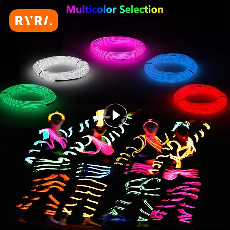 

LED Neon Light 3V AA Battery Powered Glow EL Wire Rope Tape Cable Flexible LED Strip For Shoes Clothing Car Decoration Supplies