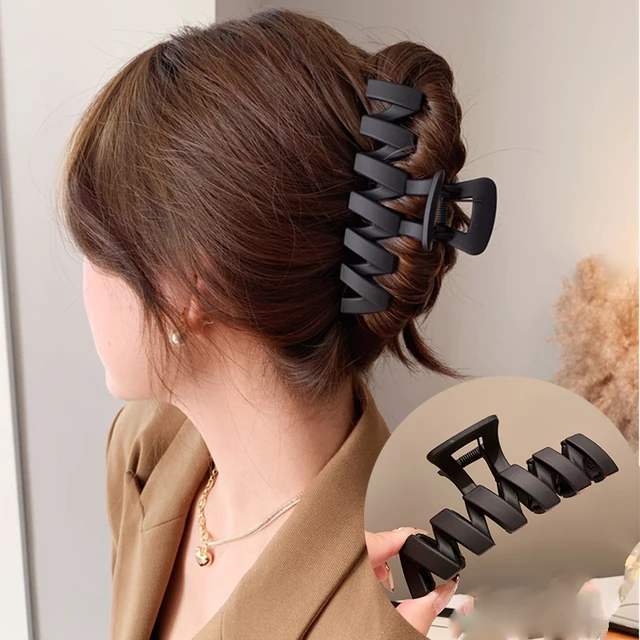 AWAYTR Rhinestone Metal Hair Claw Crab Clip For Women Girls Shiny Barrette Hairpin Crystal Pearl Hair Accessories Jewelry Gift 0727-F Plastic