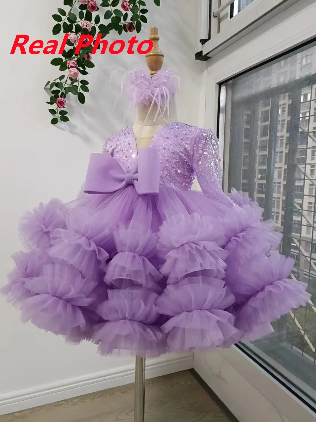 Flower Girl Dresses Luxury Flower Girl Dress Scoop Neck Puff Girls Party Dresses for Wedding Short Sleeves Tulle Kids Christmas Ceremonial Dress