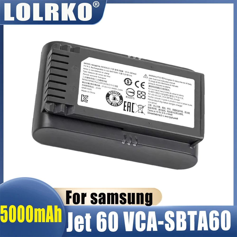 VCA-SBTA60 Vacuum Cleaner Battery For Samsung Jet 60 Turbo Jet 75E Complete VS15A6031R4 VS15A6031R5 VS20B75ACR5 VS20B75ADR5 rechargeable battery vacuum cleaner battery battery replacement