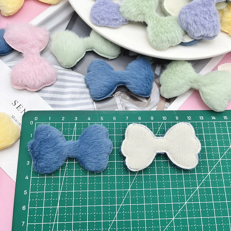 Pelzige Filz Bowknot gepolsterte Applikationen für Baby kleidung, Socken und Hut nähen, DIY Kopf bedeckung, Bogen zubehör, 30 Stück – Detail 2