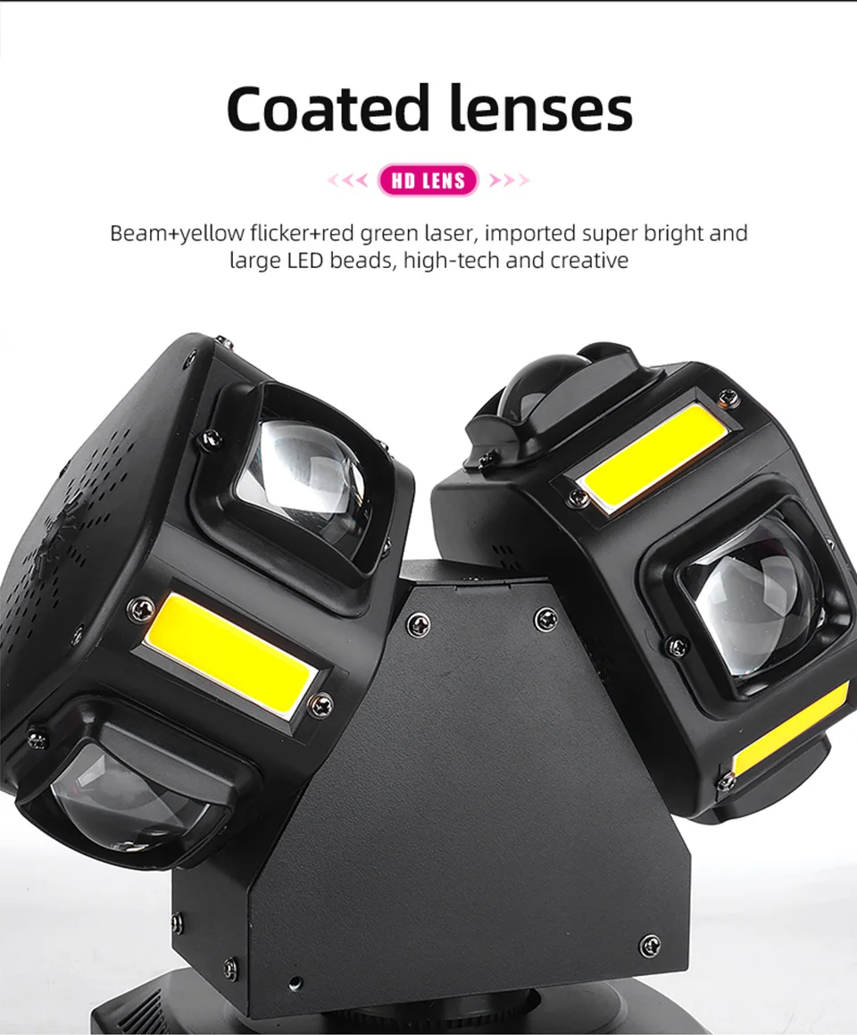 RGB Double Head Laser Moving Head Light DMX512 Strobe Beam Laser Effect Rotating
