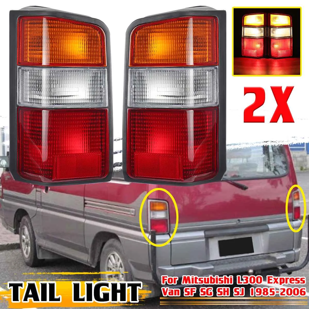 

2PCS Car Tail Light Signal Lamp With Wire Blub For Mitsubishi L300 Express Van L400 Starwagon Star Wagon SF SG SH SJ 1986-2005