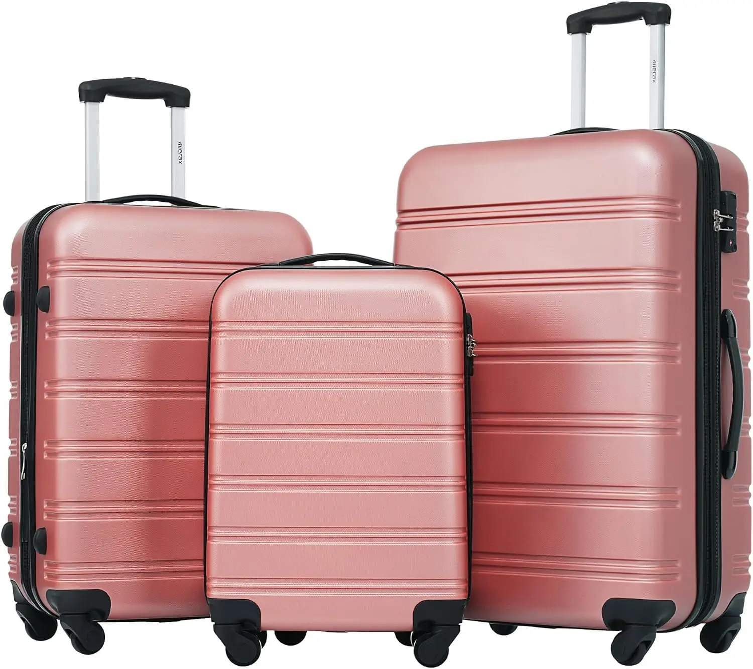 

Merax Luggage Sets of 3 Piece Carry on Suitcase Airline Approved,Hard Case Expandable Spinner Wheels(Gold pink)