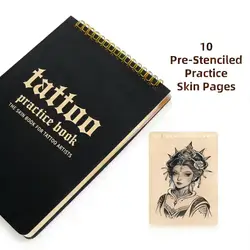 Tattoo Practice Skin Book Set - 10 Sheets of Double - Sided 1mm Skin, 8x6in, Portable with Separator and Diary Book (Black)