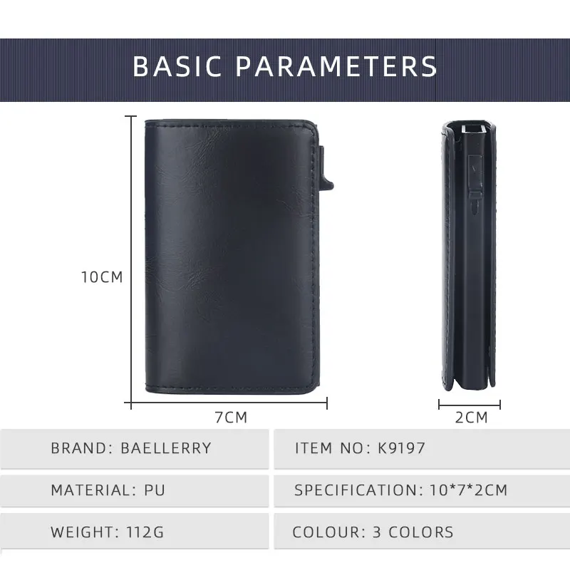 2023 New Baellerry RFID Mini Men Card Wallets Name Customized Short Male Purses Luxury Card Holder Slim Men's Wallet 4