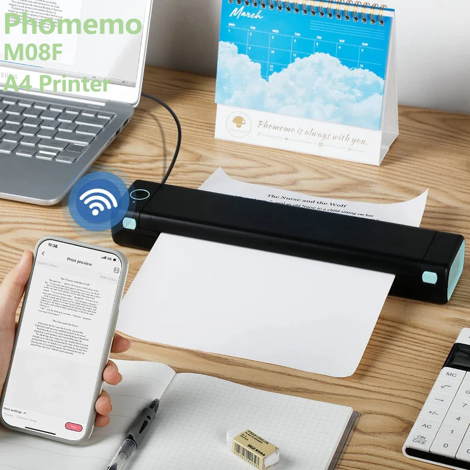 Papier Thermique Imprimante A4 pour Imprimante Thermique, Feuille A4  Imprimante pour COLORWING Imprimante Portable, Compatible avec Phomemo  M08F, HPRT