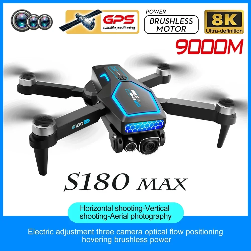 S180 GPS 드론 5G 와이파이 8K HD 듀얼 ESC 카메라, 광학 흐름 360 ° 장애물 회피 브러시리스 모터 RC 접이식 쿼드콥터 장난감