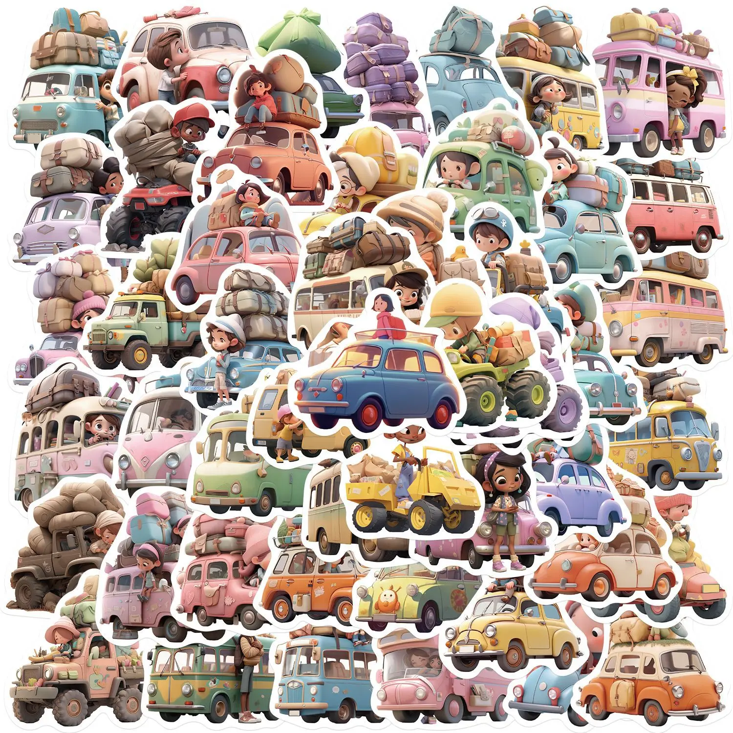 

10/50pcs Travel Journey Stickers Anime Kawaii Car Traveling Cartoon Decals Decorative Stationery Laptop Phone Cute Sticker