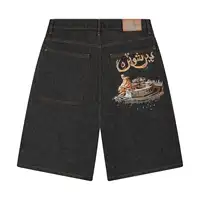 Streetwear Vintage Denim Shorts Y2K Jeans Hommes Femmes Hip Hop Poche Vintage Délavé Baggy Jeans Taille Basse Sur Le Genou Pantalon 1