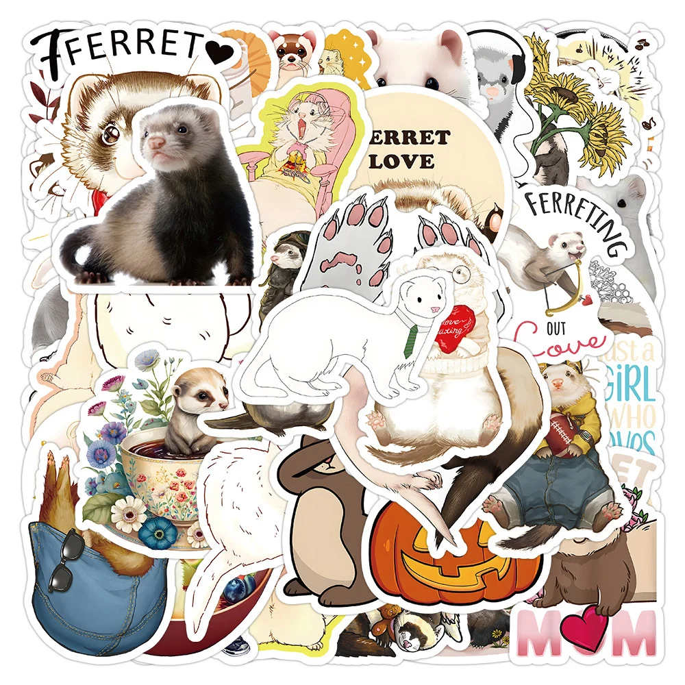 10/30/50pcs Cute Animal Ferrets Graffiti Stickers Decals Laptop Suitcase Phone Scrapbook Car Decoration Sticker Kids Classic Toy