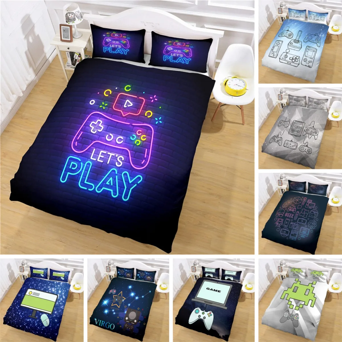 Gamer Bedding Sets For Boys Gaming Cloth Cover Set Video Games