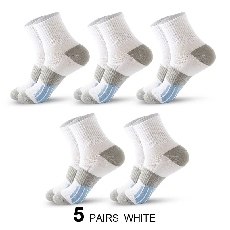 5 Pairs of Basketball Socks Men's Mid-tube Socks Sweat Wicking Anti-odor Professional Running Socks High Top Sports Cotton Socks