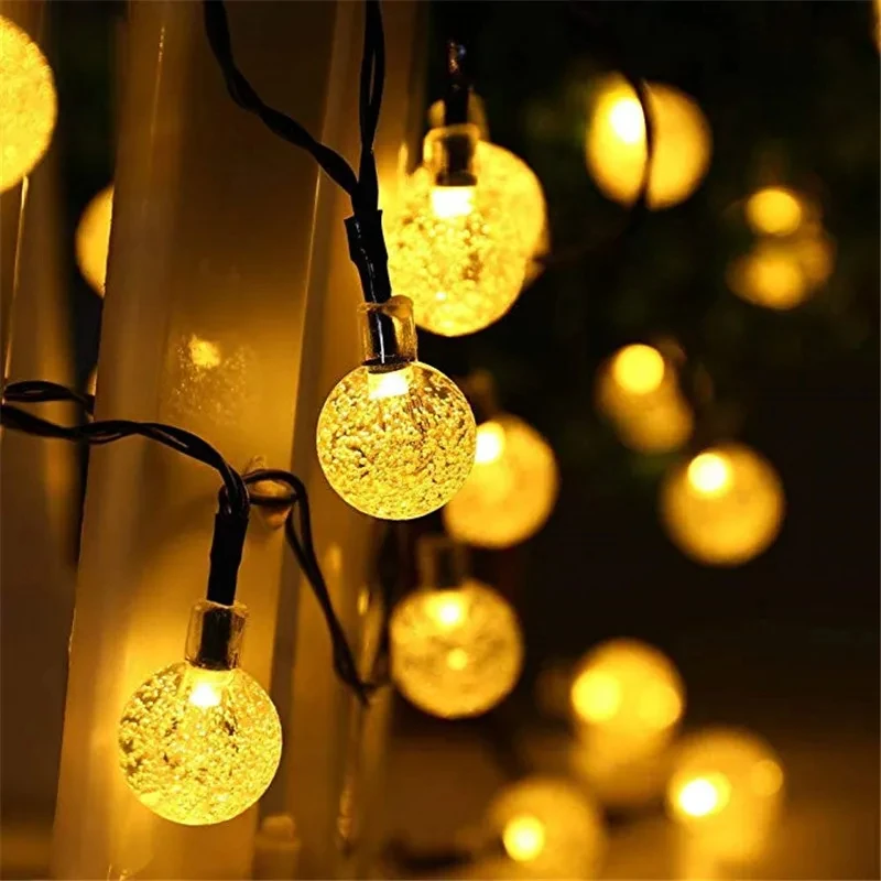 Solar LED Crystal Ball String Light 10M Waterproof Fairy Lights Christmas Wedding Garland Garden Lawn Tree Outdoor Decoration 5