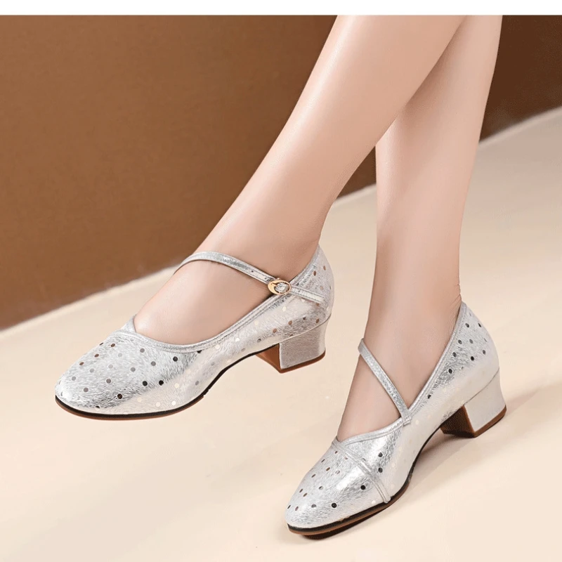 

New Arrival Sheepskin Women Latin Dance Shoes Soft Cow Muscle Sole Girls Ballet Ballroom Salsa Dancing Sneakers 3.5cm Low Heel