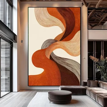 Grande dipinto astratto su tela, decorazione moderna per la casa, stampa di pittura a olio minimalista su tela, poster d'arte contemporanea
