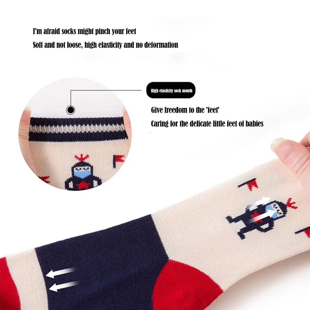 5 pairs 1-14Years Colorful Colors Mid-tube Socks Children Sport School Students Socks Spring Autumn Soft Cotton Toddler 3
