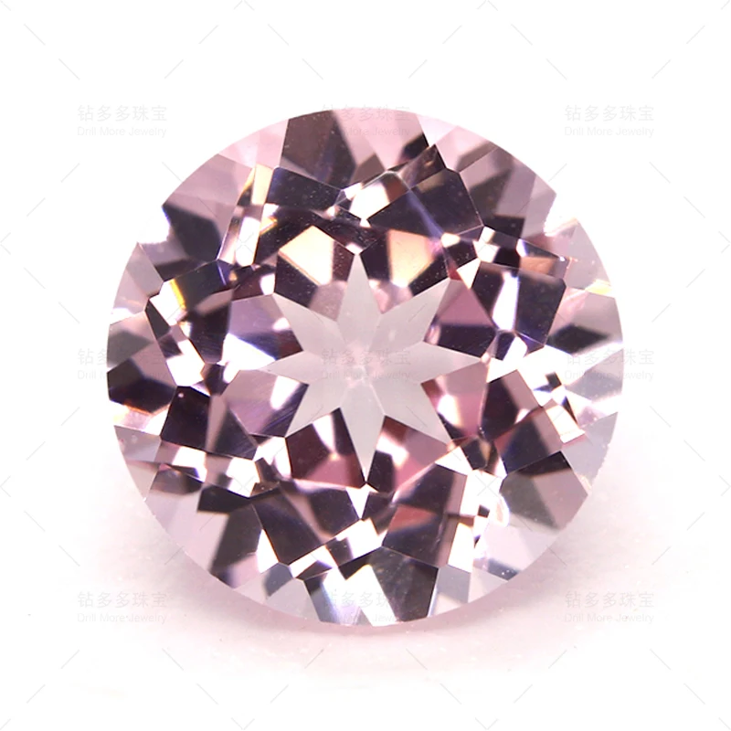 Artificially cultivated round pink sapphire synthetic pink sapphire loose stone ring necklace earrings women's jewelry custom