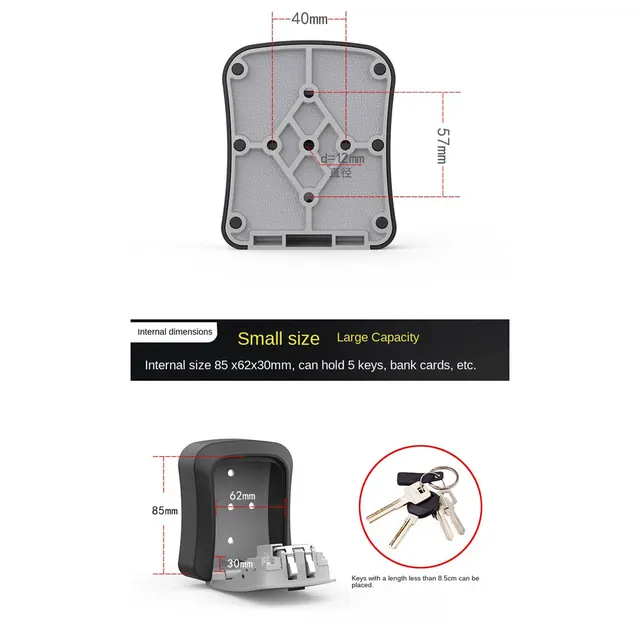 4 Digit Combination Key Lock Box Wall Mounted Key Lockbox With Code For House Key Storage Security Protection 4