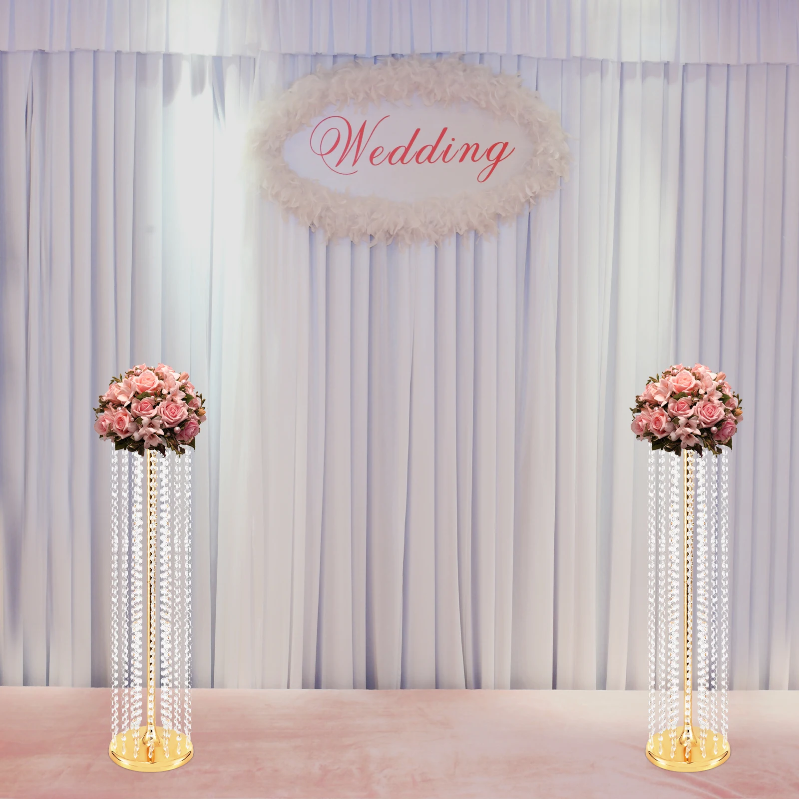 Wedding Flower Stand Wedding Centerpieces Flower Vases Crystal 2 Pcs 35.4inch Tall for Party Tables Decorations