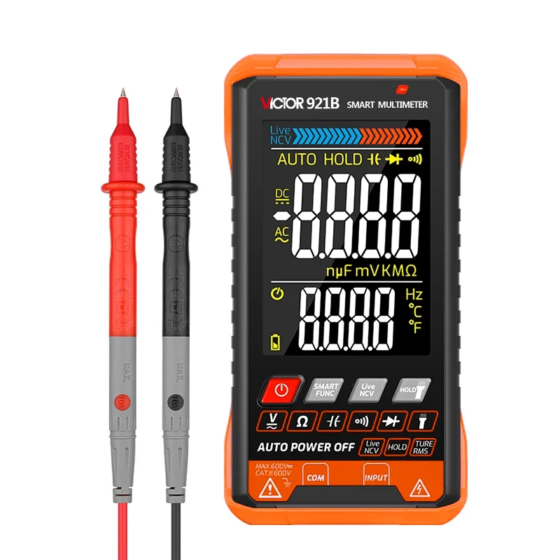 Digital Multimeter Victor 921 DIGITAL MULTIMETER Professional Auto Range Tester Multimeter Color Screen Ultrathin Intelligent OHM NCV Voltage Meter