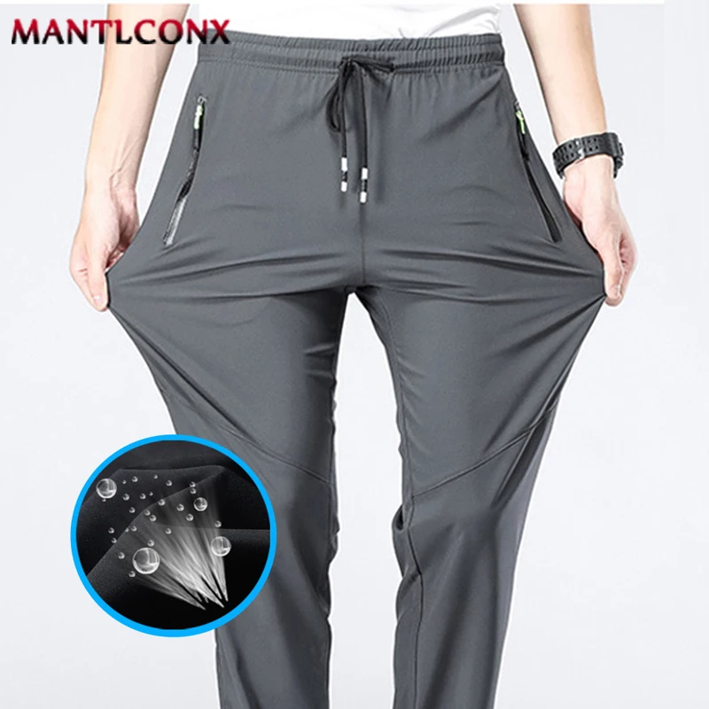 Breathable Men's Casual Pants Quick Dry Straight Elastic Waist Jogger Sweatpants Korean Classic Sport Trousers Plus Size 4XL 5XL