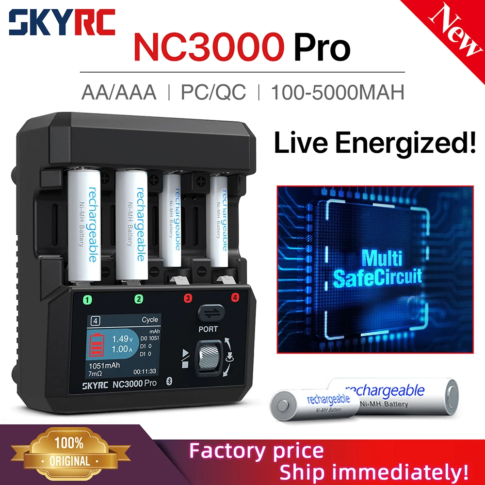 新しい SkyRC NC3000 プロ NiMH NiCd バッテリー充電器 PD/QC AA/AAA