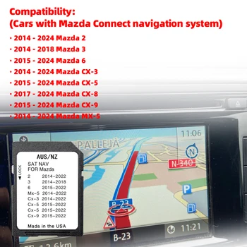 Navigazione Connect1 Aggiornamento del sistema 2024 Australia Nuova Zelanda Mappe per Mazda 2 3 6 CX3 CX5 CX8 CX9 MX5 Scheda SD GPS per veicolo