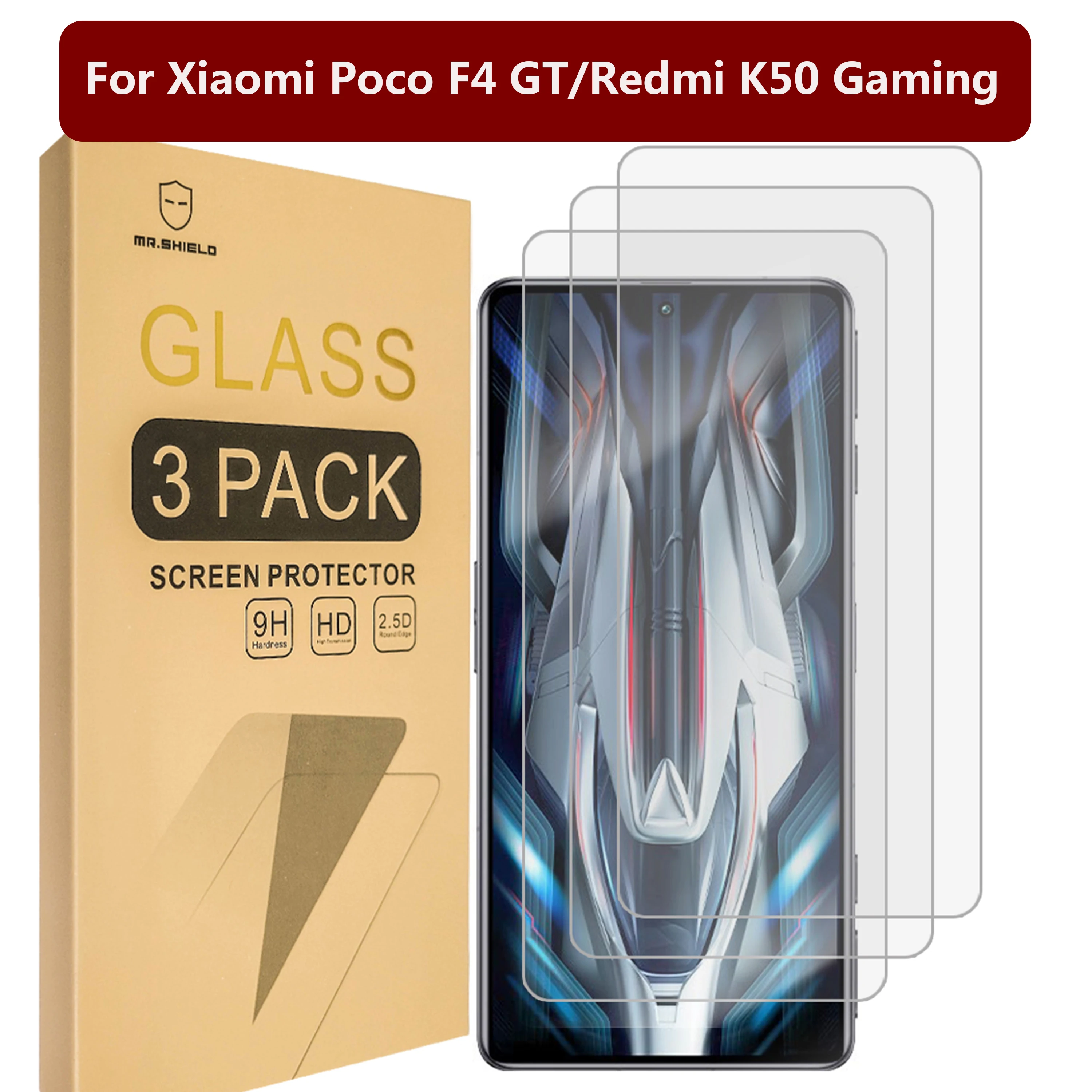 

Mr.Shield [3-Pack] Designed For Xiaomi Poco F4 GT/Redmi K50 Gaming [Tempered Glass] [Japan Glass with 9H Hardness]