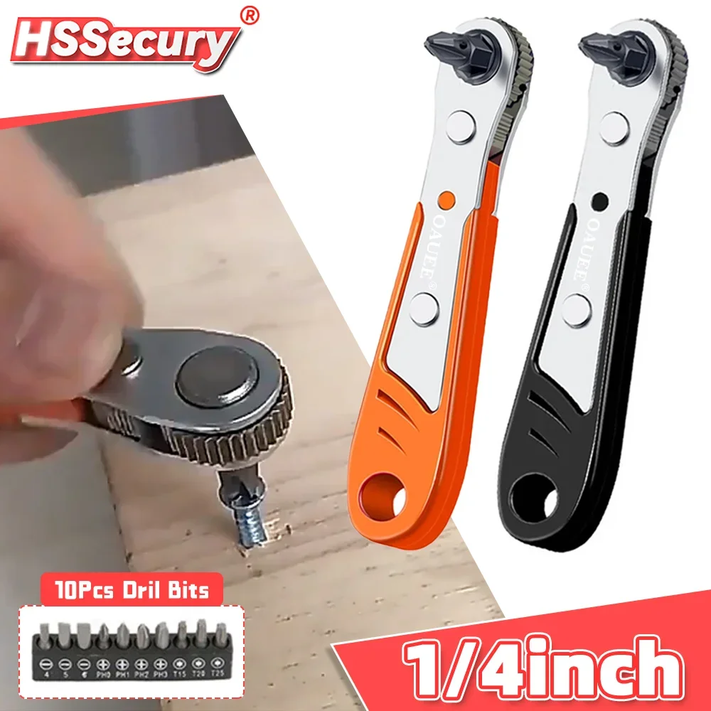 Hexagon Ratchet Spanner 1/4 Inch Mini Hex Quick Release Socket Tools Household Handle Repair Wrench Screwdriver Drill Bits Tools