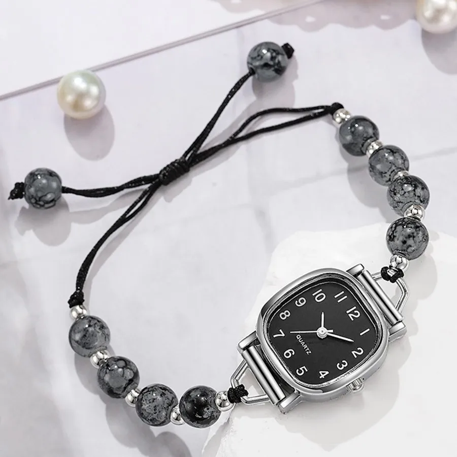 Women Watches Pearl Bracelet Ladies Fashion Quartz Watch Simple Scale Light-luxury Folding Clock Casual Female Chain Wristwatch