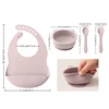 Mamaplan Baby Silicone Feeding Dishes Plate Sucker Bowl Waterproof Bib Solid Color Spoon Fork Children's Tableware Baby Stuff 4